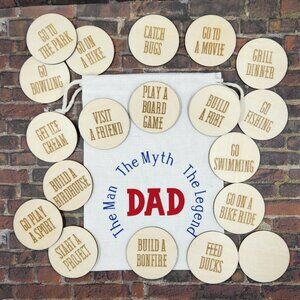 Engraved Birch Wood Dad Activity Tokens, Gift Set